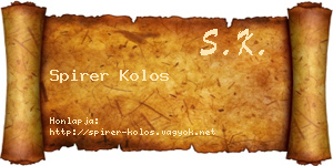 Spirer Kolos névjegykártya
